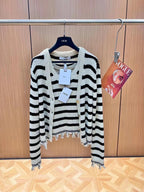 Striped knitted Beige Black Cardigan