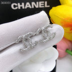 STUD EARRINGS MINI DOUBLE C TWISTED IN SILVER DIAMOND