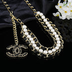 CHANEL 25S CHAIN BELT IN WHITE PEARL AND BLACK CALFSKIN 612711