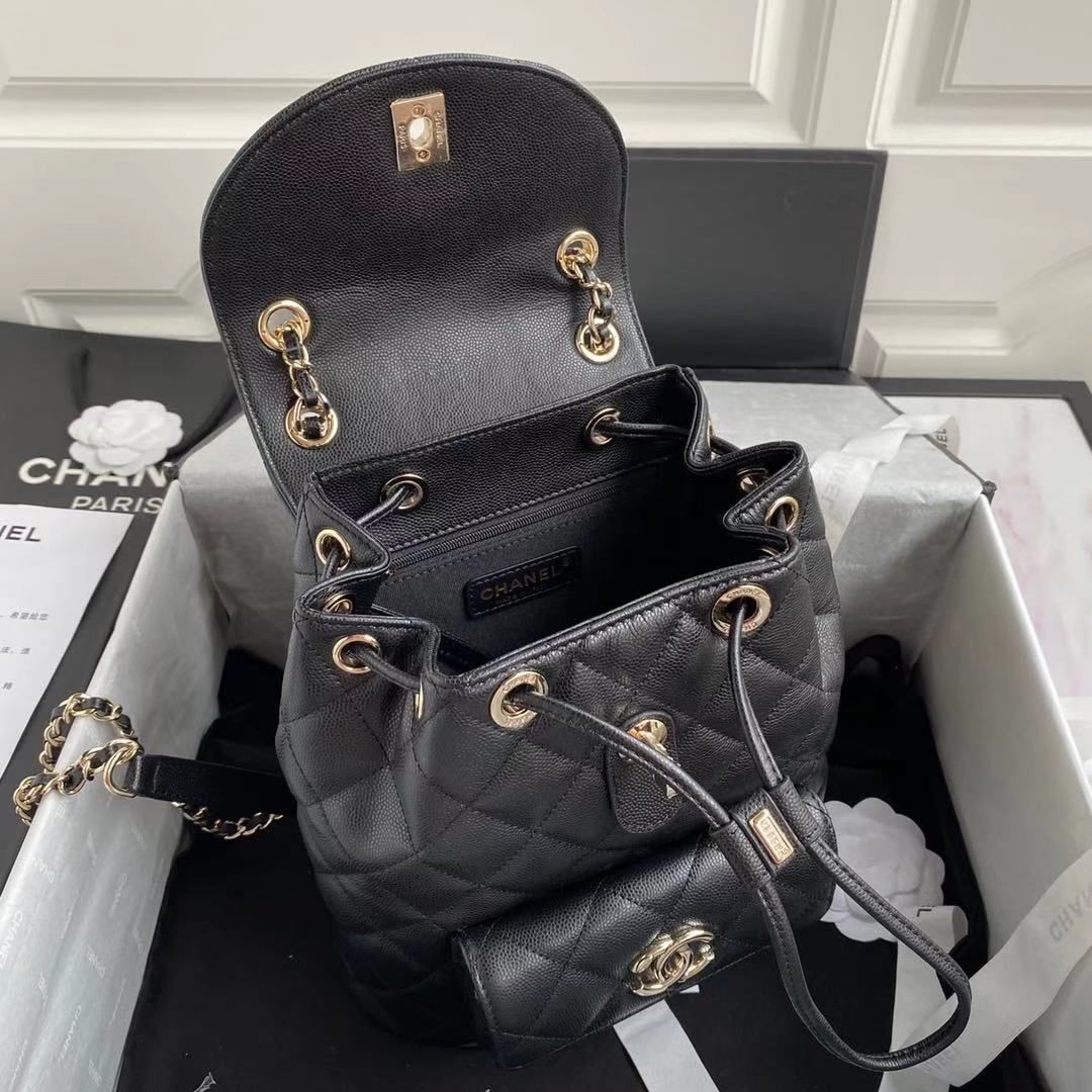 CHL -  Duma Backpack Gold Toned Hardware Black For Women Bags, Shoulder Bags 9.4in/24LO AS1371