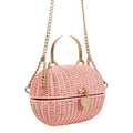 CHNL -  Pink Oval Wicker Heart CC Charm Closure 2-Way Handle Crossbody Bag