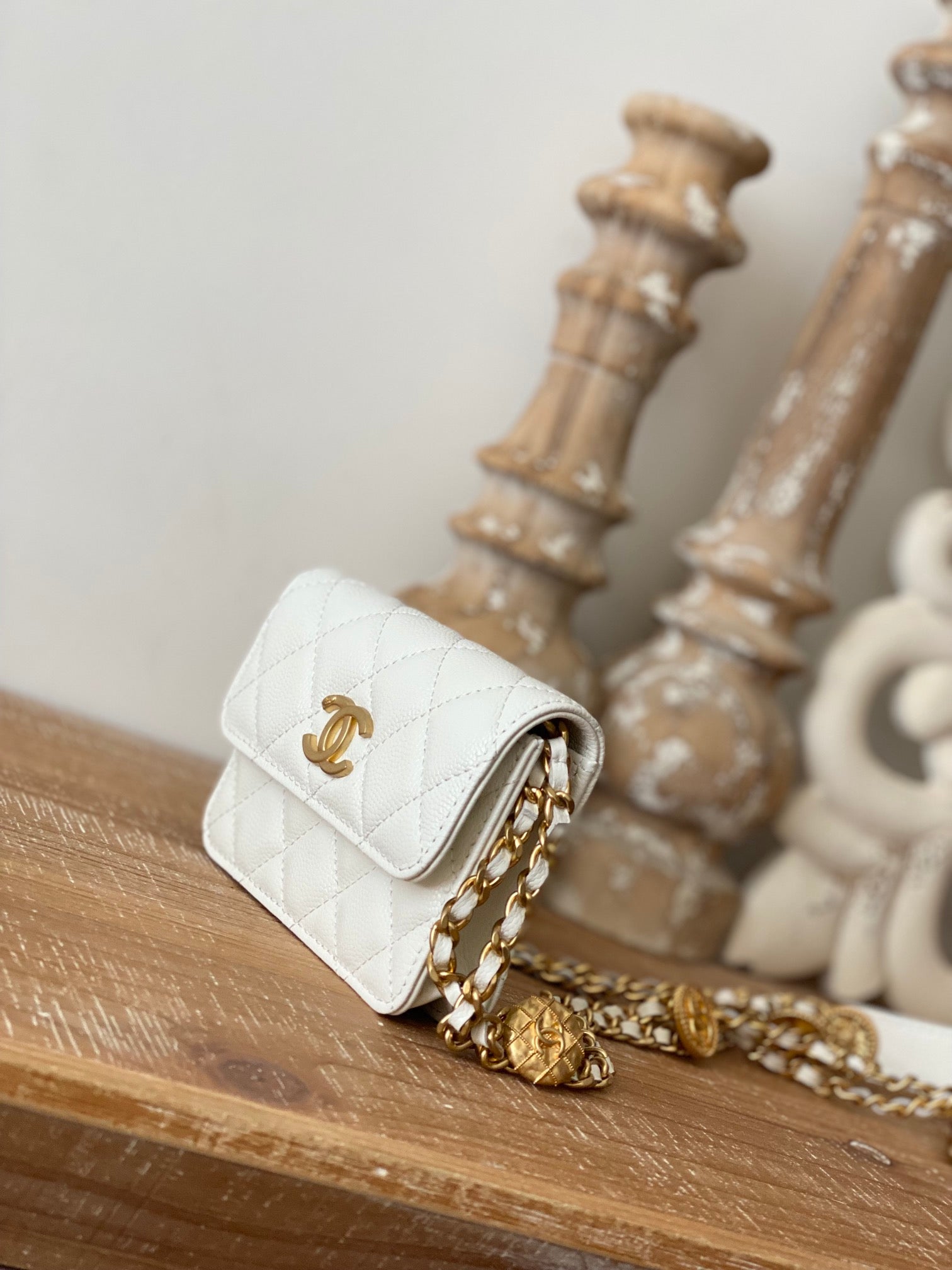CHL -  Clutch With Chain White For Women Bags 4.8in/12.3LO