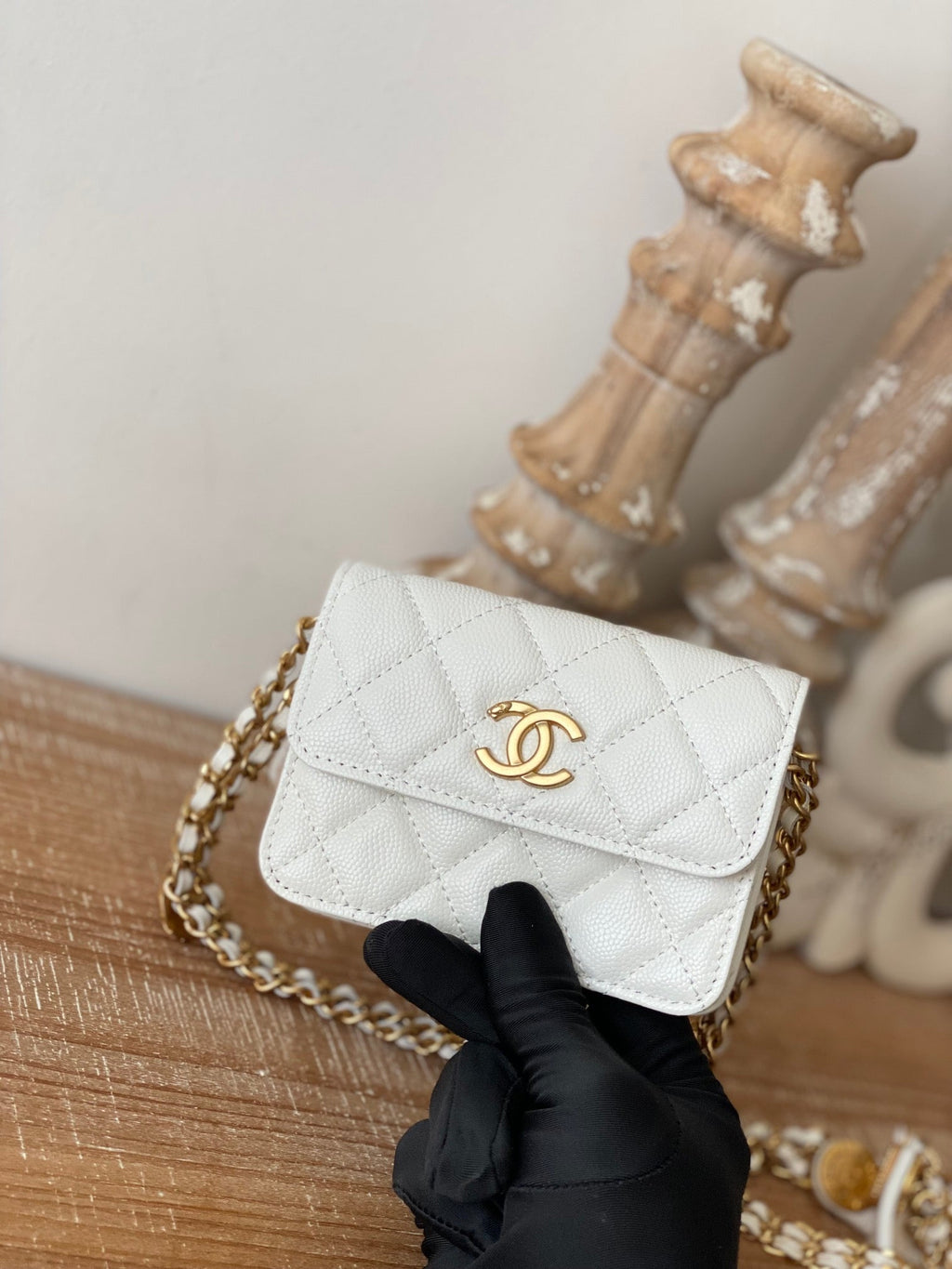 CHL -  Clutch With Chain White For Women Bags 4.8in/12.3LO