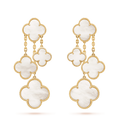 CLOVER EARRINGS WHITE MOP 4 MOTIFS GOLD