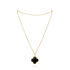 CLOVER SILVER ONYX BIG CLOVER NECKLACE