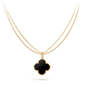 CLOVER SILVER ONYX BIG CLOVER NECKLACE