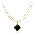 CLOVER SILVER ONYX BIG CLOVER NECKLACE
