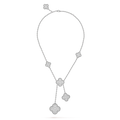 CLOVER 5 MOTIFS SILVER DIAMONDS NECKLACE