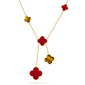 CLOVER TIGER EYE CARNELIAN NECKLACE 6 MOTIF