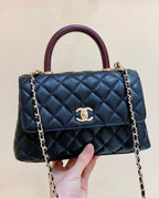 CHL - Medium Flap Bag With Top Handle Navy Blue For Women, Women’s Handbags, Shoulder And Crossbody Bags 9in/23LO A92990