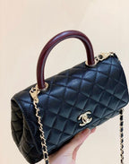 CHL - Medium Flap Bag With Top Handle Navy Blue For Women, Women’s Handbags, Shoulder And Crossbody Bags 9in/23LO A92990