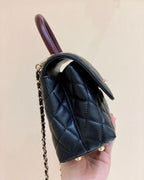 CHL - Medium Flap Bag With Top Handle Navy Blue For Women, Women’s Handbags, Shoulder And Crossbody Bags 9in/23LO A92990