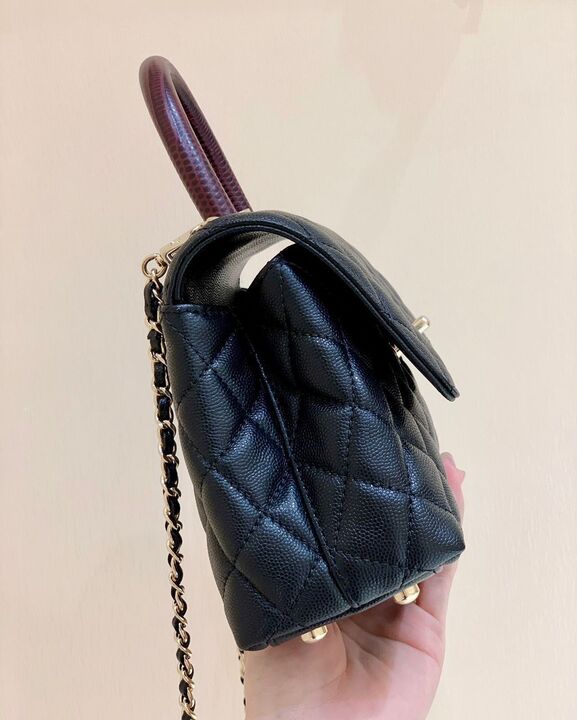 CHL - Medium Flap Bag With Top Handle Navy Blue For Women, Women’s Handbags, Shoulder And Crossbody Bags 9in/23LO A92990
