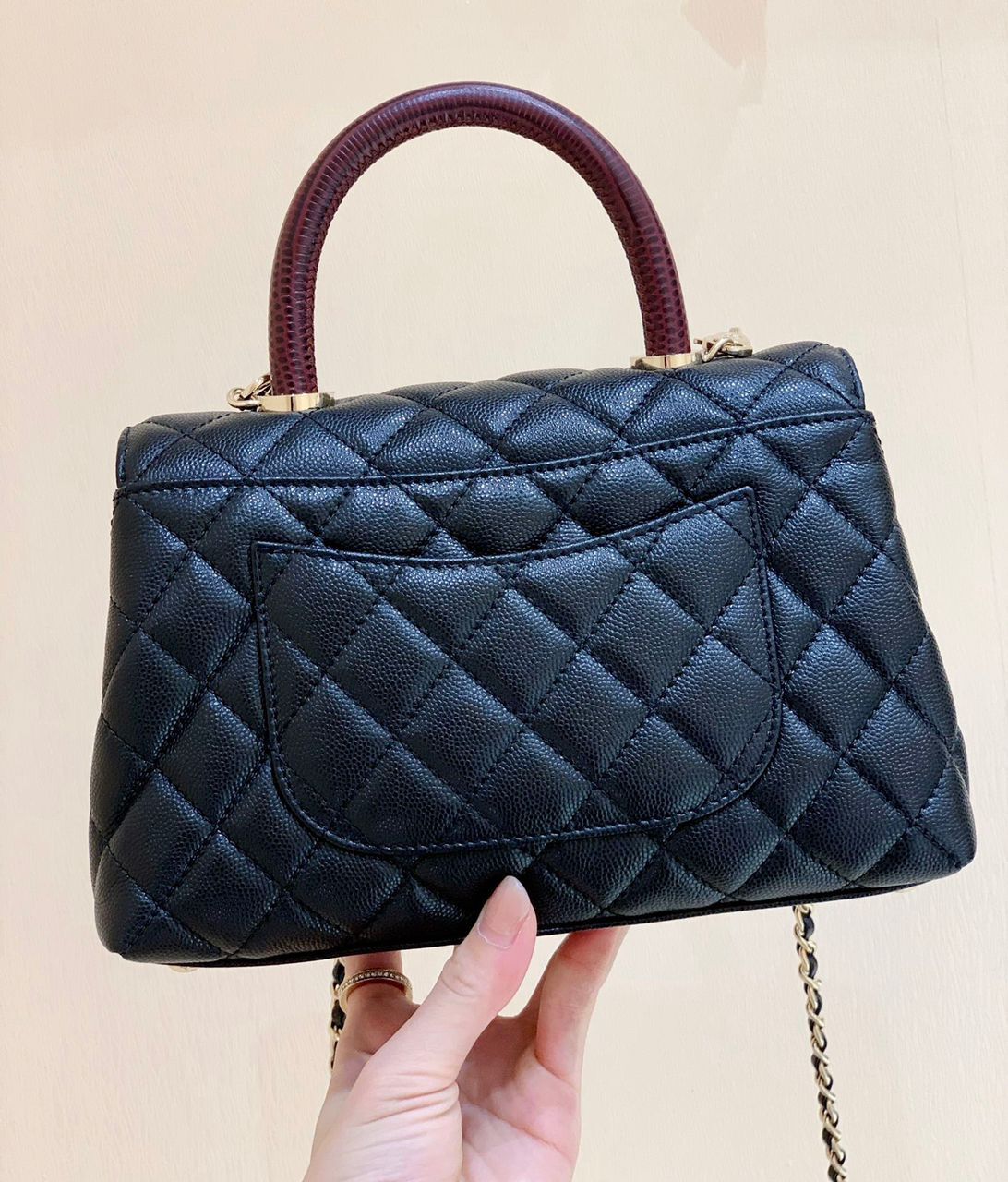 CHL - Medium Flap Bag With Top Handle Navy Blue For Women, Women’s Handbags, Shoulder And Crossbody Bags 9in/23LO A92990