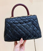 CHL - Medium Flap Bag With Top Handle Navy Blue For Women, Women’s Handbags, Shoulder And Crossbody Bags 9in/23LO A92990