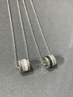 QUATRE 4 ROW PEDANT SILVER DIAMOND NECKLACE