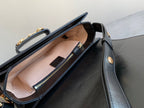GG 1955 Horsebit Bag 25cm Black Calfskin Gold Hardware