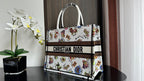 Medium CD Book Tote 36cm White Multicolor Dragon Zodiac Embroidery