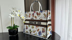 Large CD Book Tote 42cm White Multicolor Dragon Zodiac Embroidery