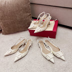 Vlogo Signature Slingback Light Ivory Calfskin