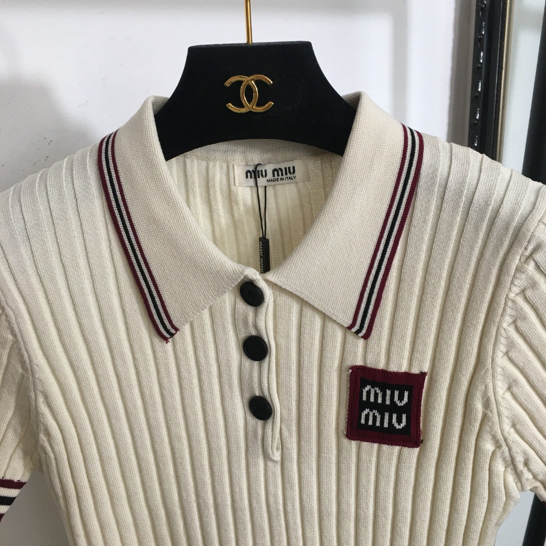 MIUMIU SHORT-SLEEVE KNIT TOP STYLE 294
