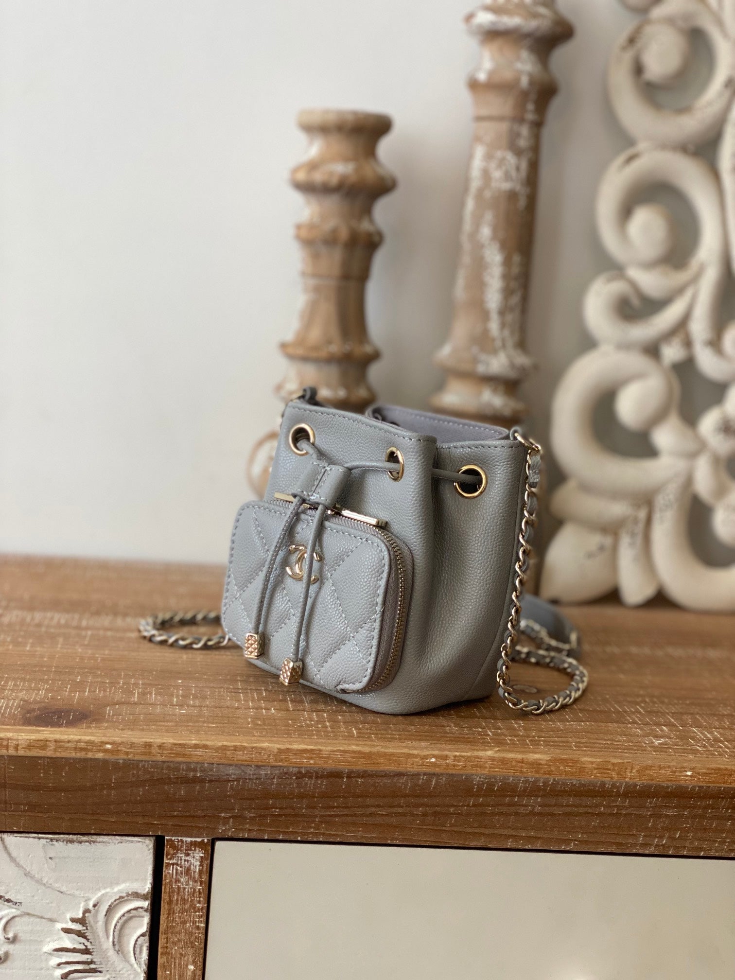 CHL - Mini Bucket Bag With Strap Gray For Women Bags 4.9in/12.5LO