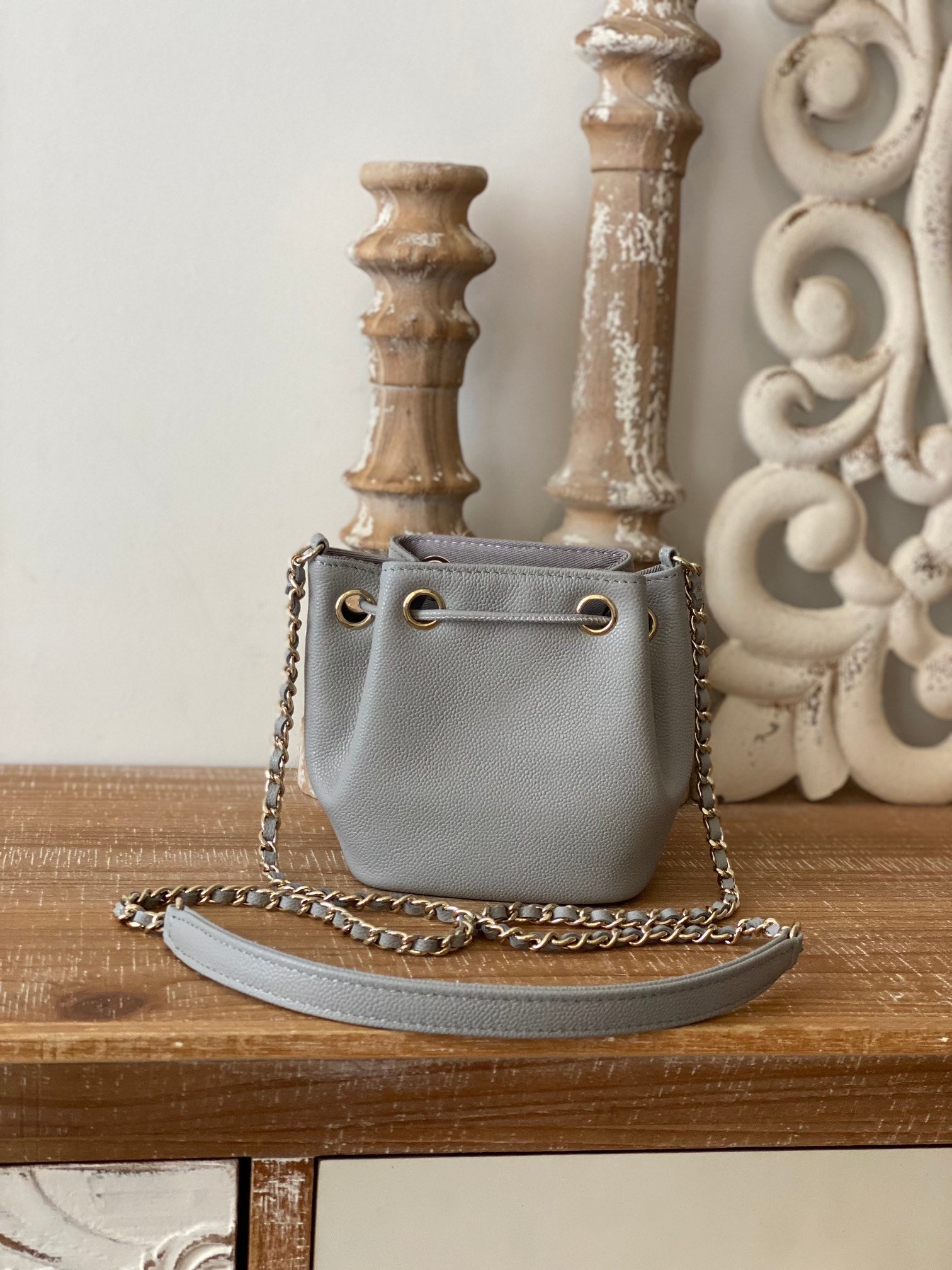 CHL - Mini Bucket Bag With Strap Gray For Women Bags 4.9in/12.5LO