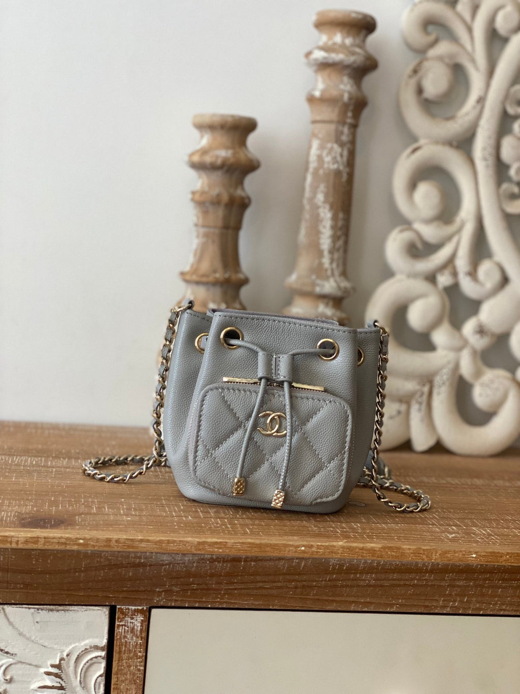 CHL - Mini Bucket Bag With Strap Gray For Women Bags 4.9in/12.5LO