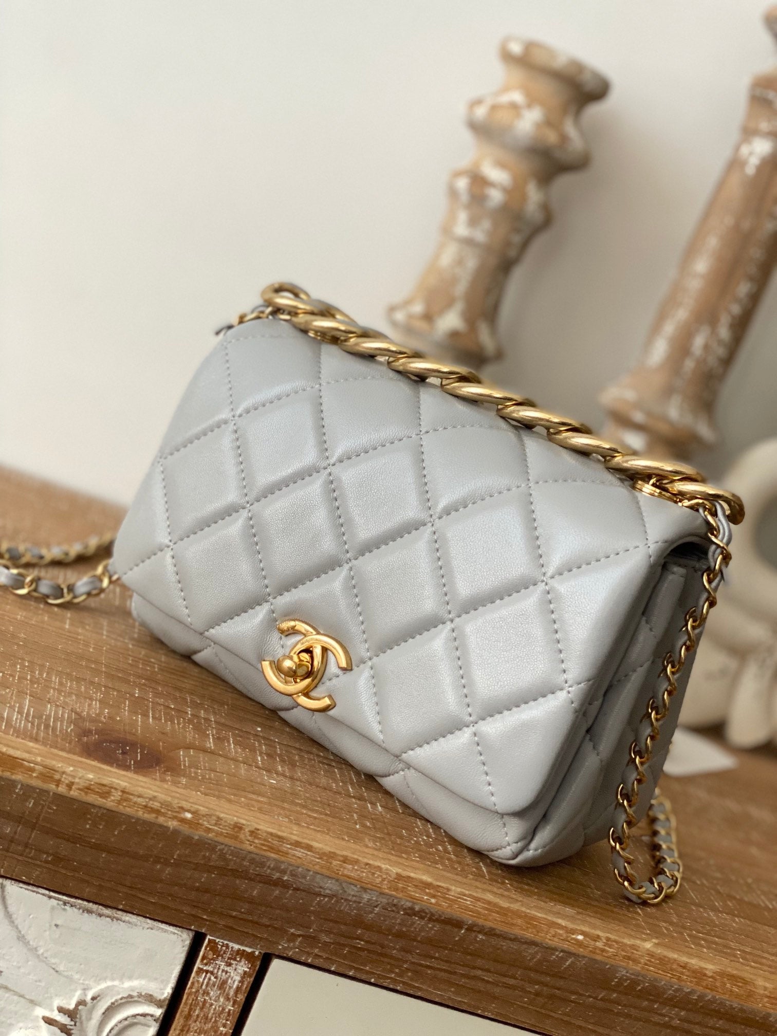 CHL -  Classic Diamond Flap Bag Gray For Women Bags 9.1in/23LO