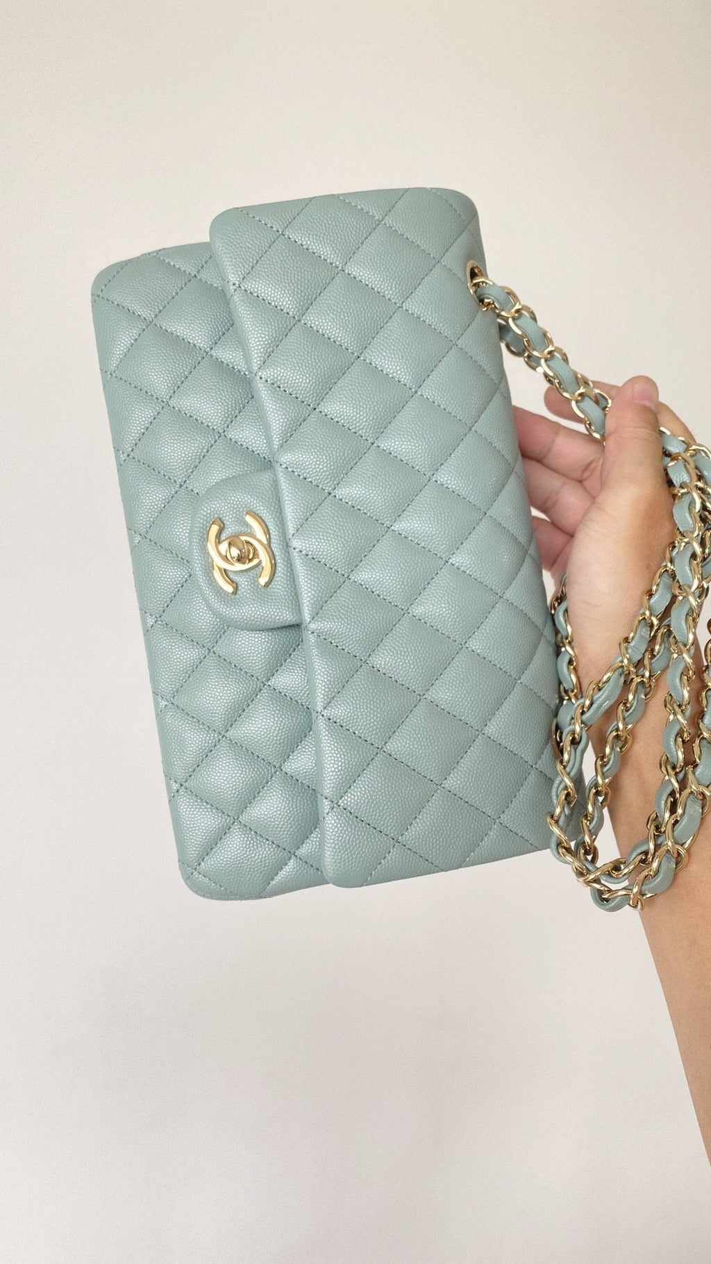CHL - Small Classic Handbag Light Green For Women Bags 9.1in/23LO