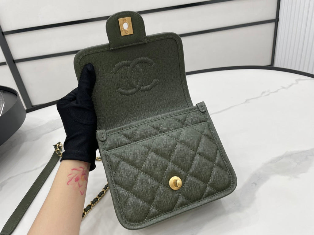 CHL -  22K Flap Bag Dark Green For Women Bags 8.1in/20.5LO