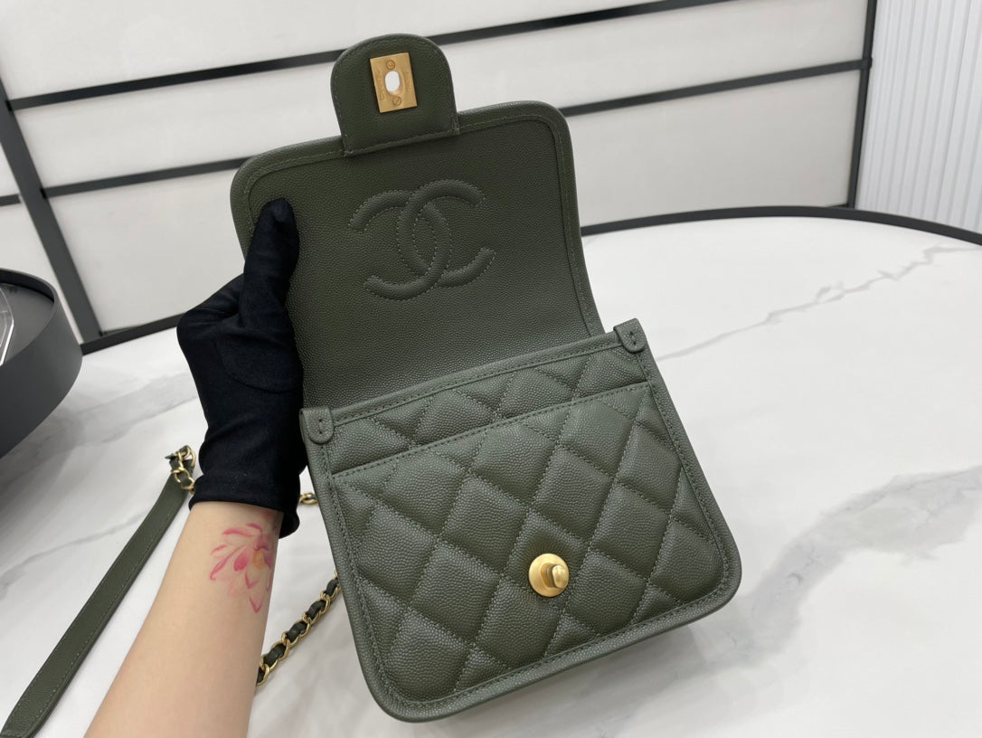 CHL -  22K Flap Bag Dark Green For Women Bags 8.1in/20.5LO