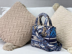 MEDIUM LADY D-LITE BLUE PALMS EMBROIDERY